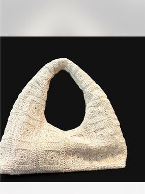 Cream Crochet Hobo Satchel – Soft Textured Shoulder Bag